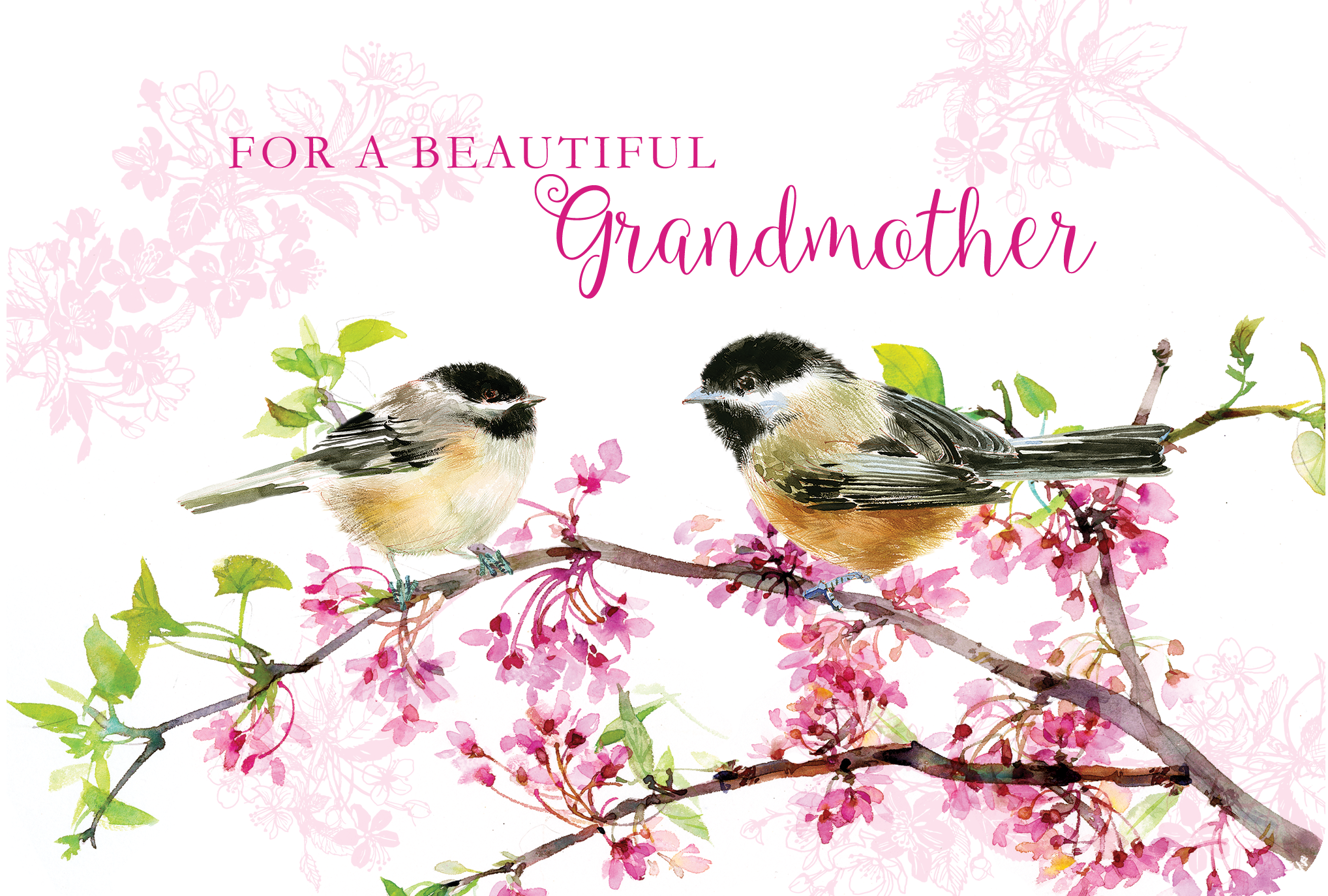 Birds and Cherry Blossoms Mother's Day Card Grandmother - Cardmore